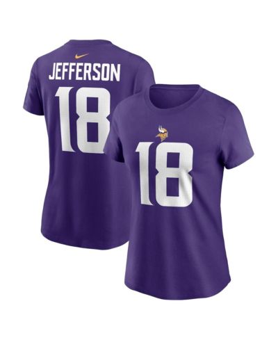 Nike Мужская и женская футболка с именем игрока Justin Jefferson Minnesota Vikings, фиолетовая