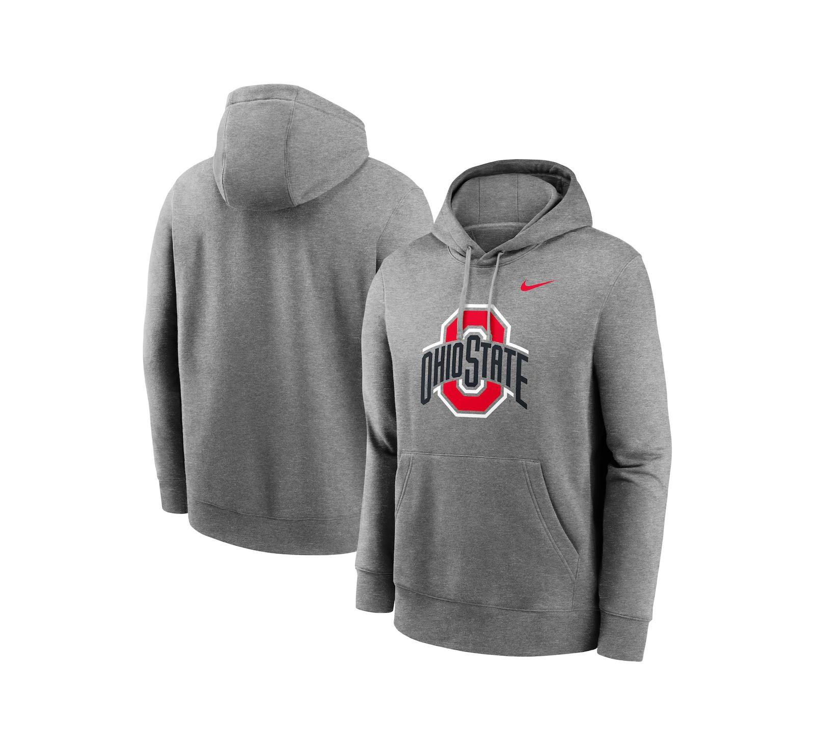 Nike Men's Heather Gray Ohio State Buckeyes Primetime Evergreen Club Fleece Pullover Hoodie