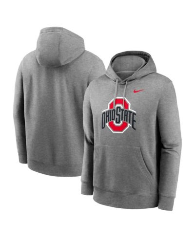 Nike Мужской худи Nike Club Fleece Pullover Heather Gray Ohio State Buckeyes Primetime Evergreen