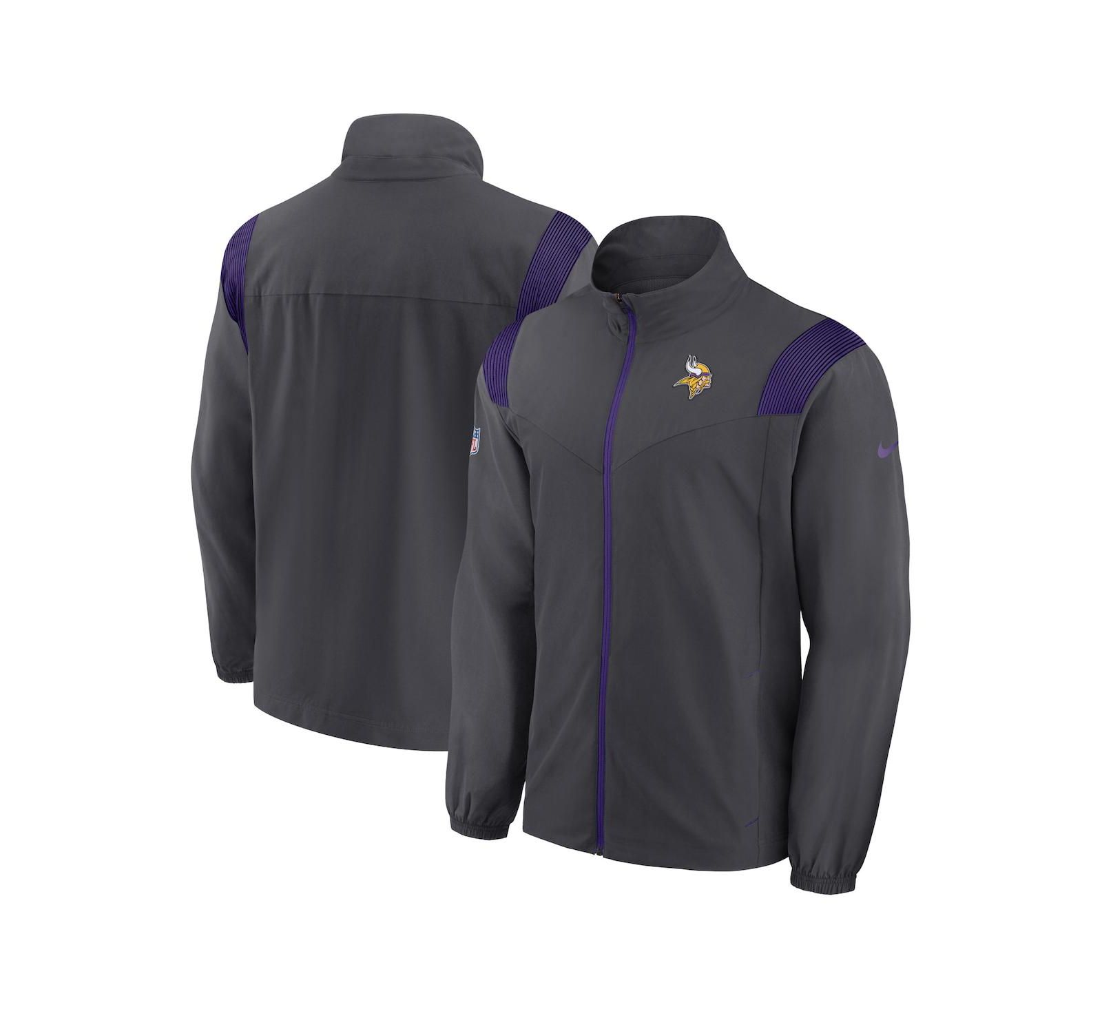 Nike Men's Anthracite Minnesota Vikings Sideline Woven Logo Full-Zip Jacket