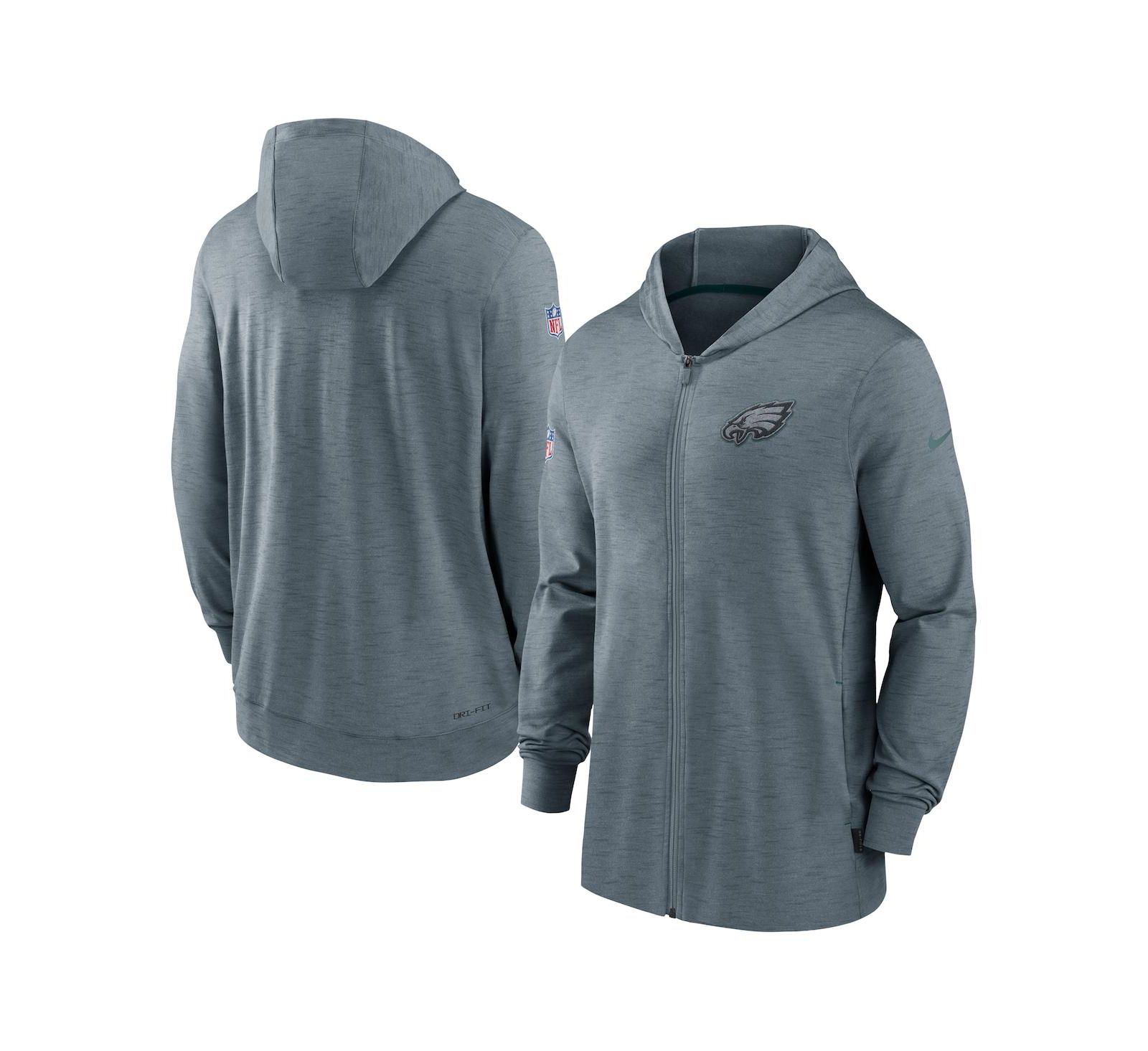 Nike Men's Heather Gray Philadelphia Eagles Sideline Team Pop Full-Zip Hoodie Jacket