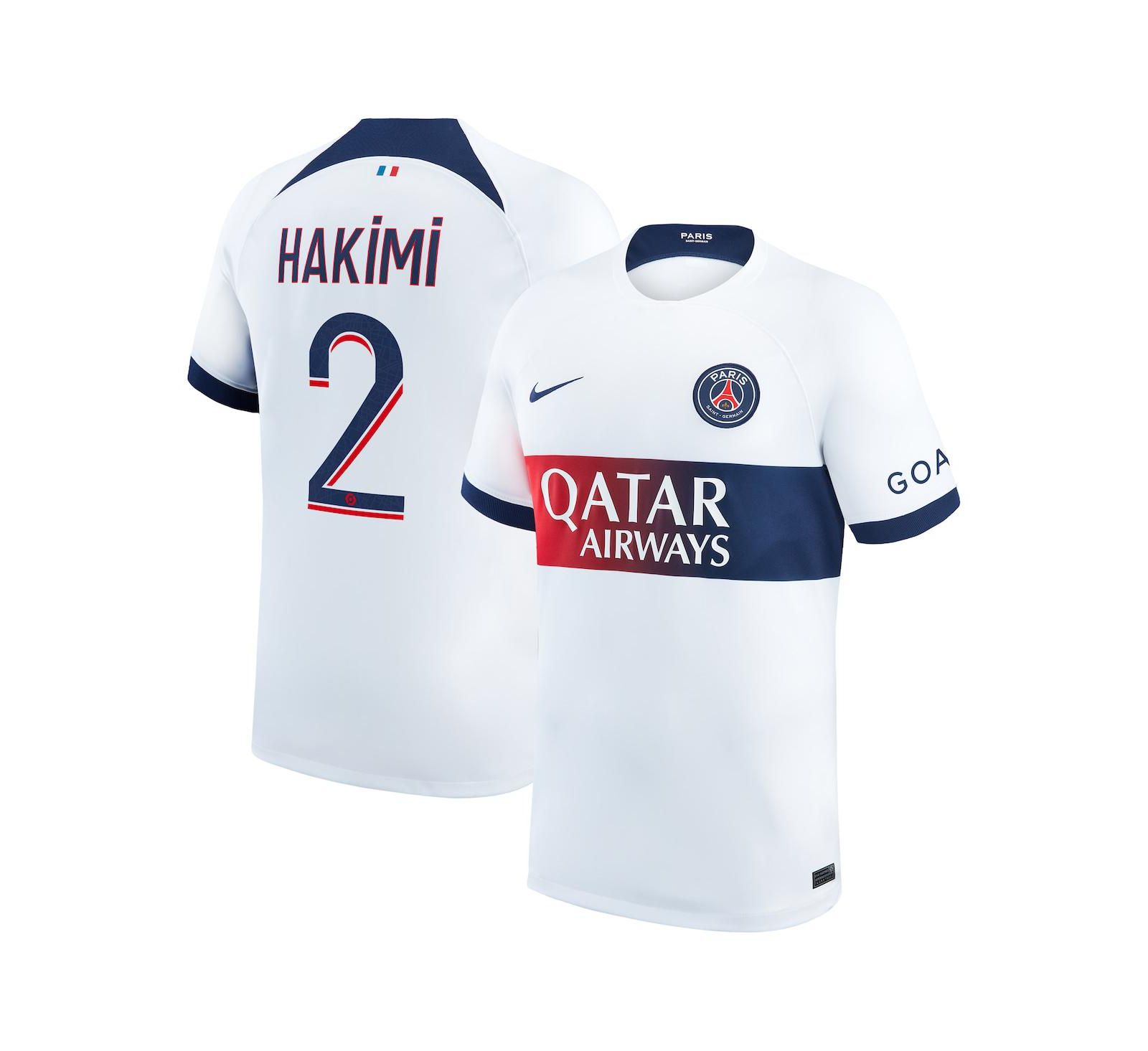 Мужская джерси Nike Achraf Hakimi White Paris Saint-Germain 2023/24 Away Stadium Replica Player