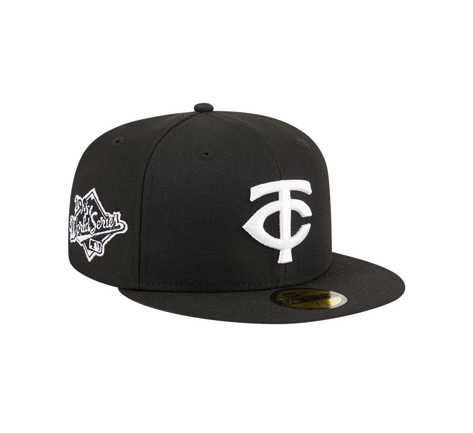 New Era Men's Black Minnesota Twins Logo 59FIFTY Fitted Hat