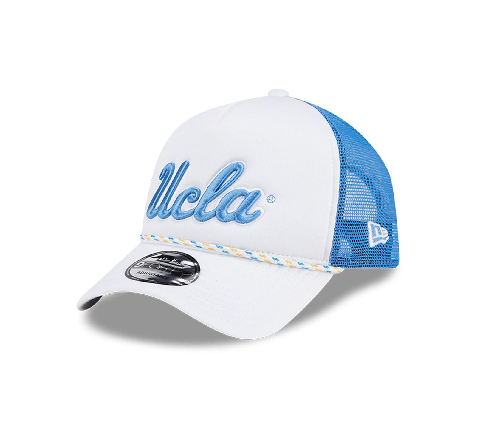Мужская кепка New Era White/Blue UCLA Bruins Court Sport Foam A-Frame 9FORTY Adjustable Trucker