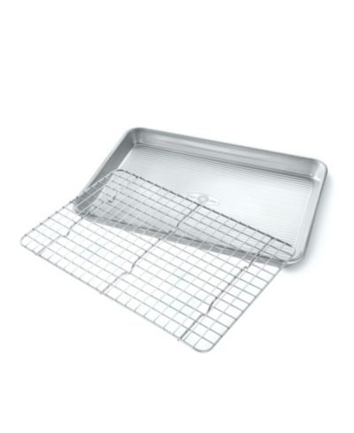 USA Pan Non-Stick Aluminum 2 Piece Quarter Sheet Pan and Baking Rack Set
