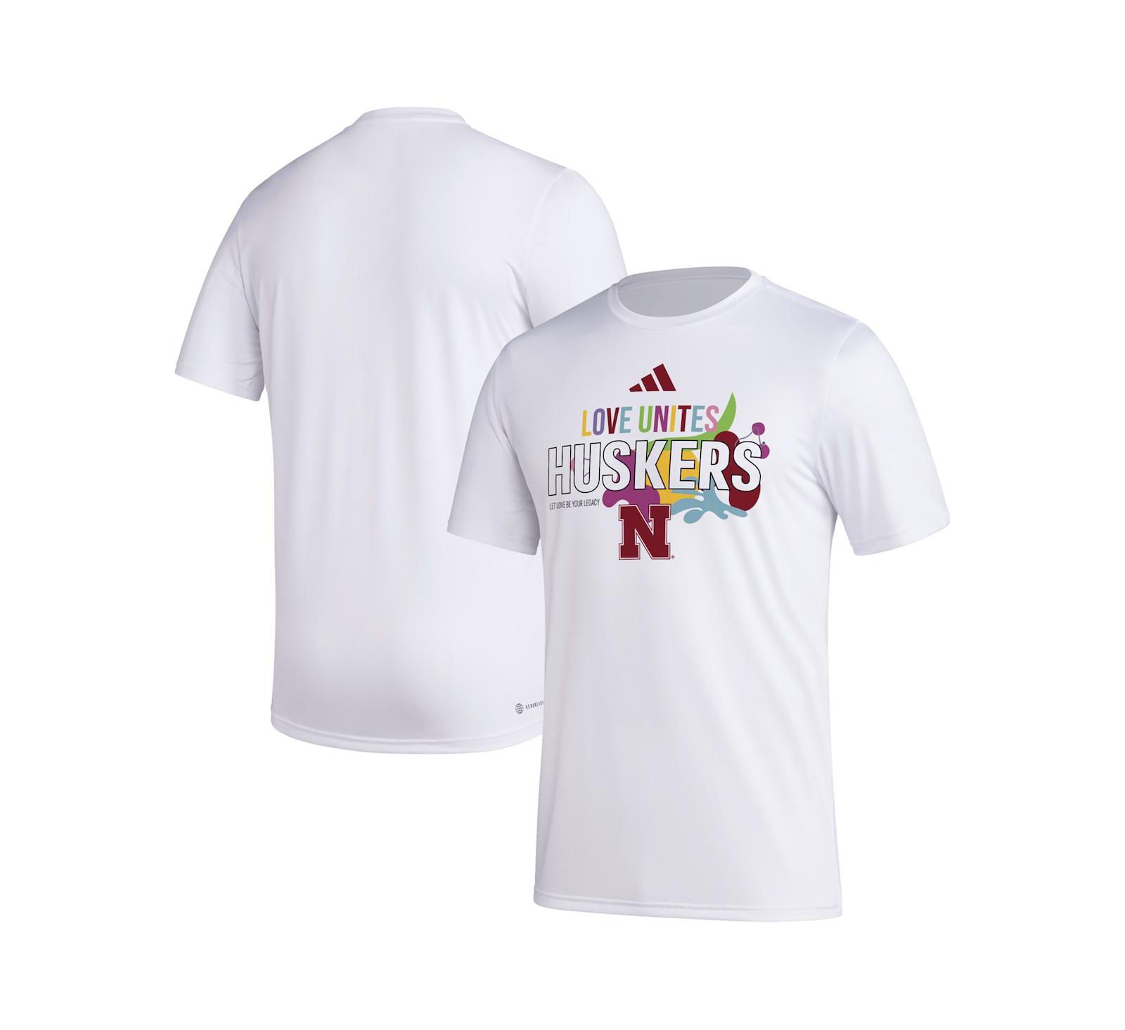 adidas Мужской x Rich Mnisi Pride Collection White Nebraska Huskers Pregame AEROREADY T-Shirt
