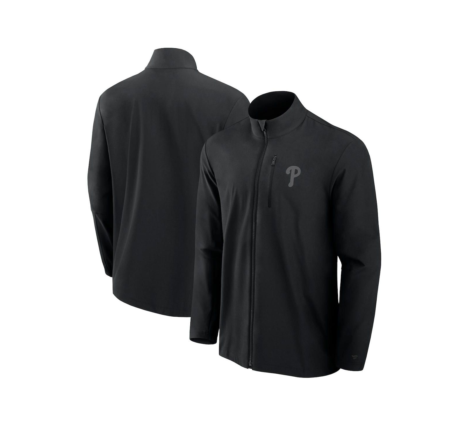 Fanatics Men's Black Philadelphia Phillies Front Office Woven Full-Zip Jacket
