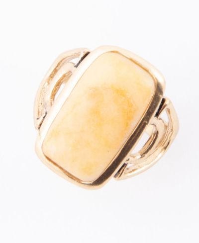 Кольцо Barse Luster Yellow Agate Golden Bronze Rectangle