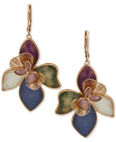 lonna & lilly Gold-Tone Large Flower Drop Earrings