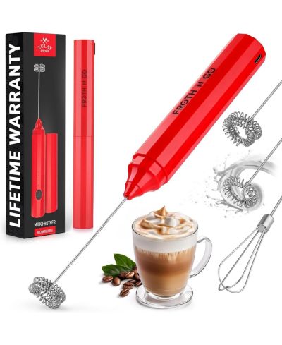 Froth N Go Rechargeable Milk Frother with Case for Lattes
