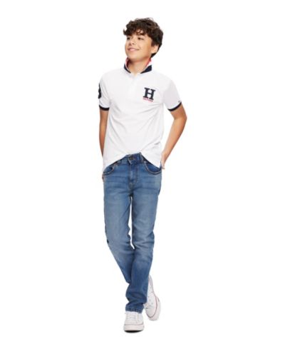 Tommy Hilfiger поло, полосатое, с вышивкой, для малышей и маленьких мальчиков