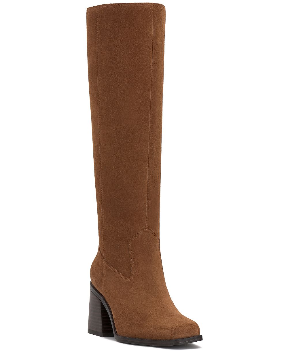 Vince Camuto Womens's Sangeti Snip-Toe Block-Heel Extra Wide-Calf Knee-High Boots