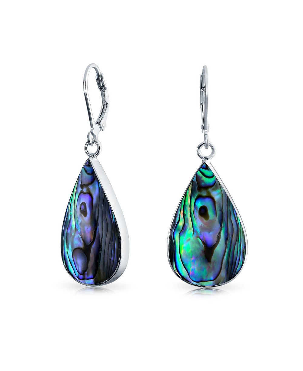 Bling Jewelry Sterling Silver Iridescent Abalone Shell Dangle Teardrop Earrings LeverBack