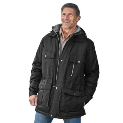 Boulder Creek Men's by KingSize Fleece-Lined Parka with Detachable Hood and 6 Pockets
