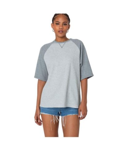 Edikted Women's Oversized Raglan Waffle T Shirt
