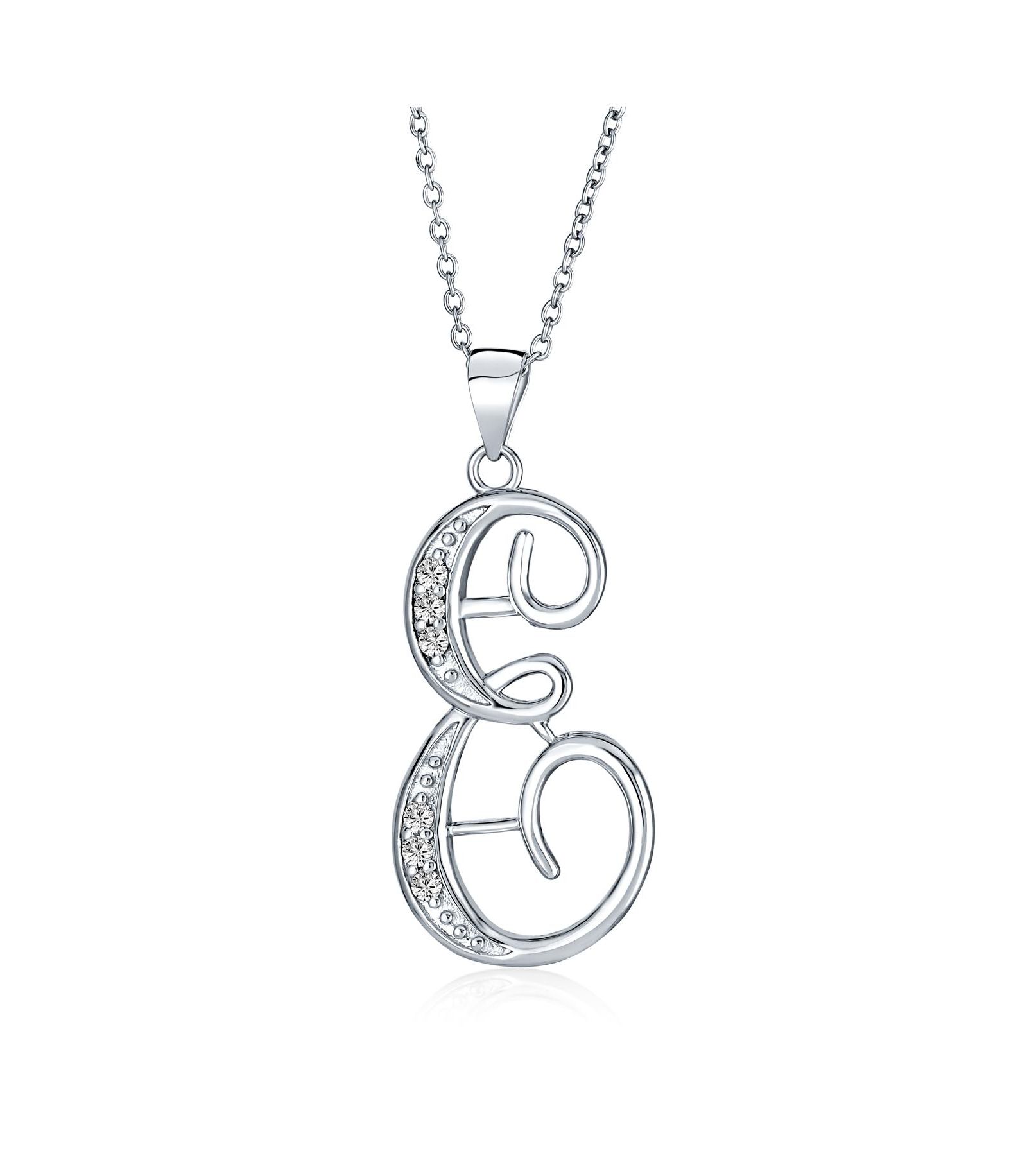 Подвеска-кулон Bling Jewelry Pave CZ Script Alphabet Initial, серебро 925