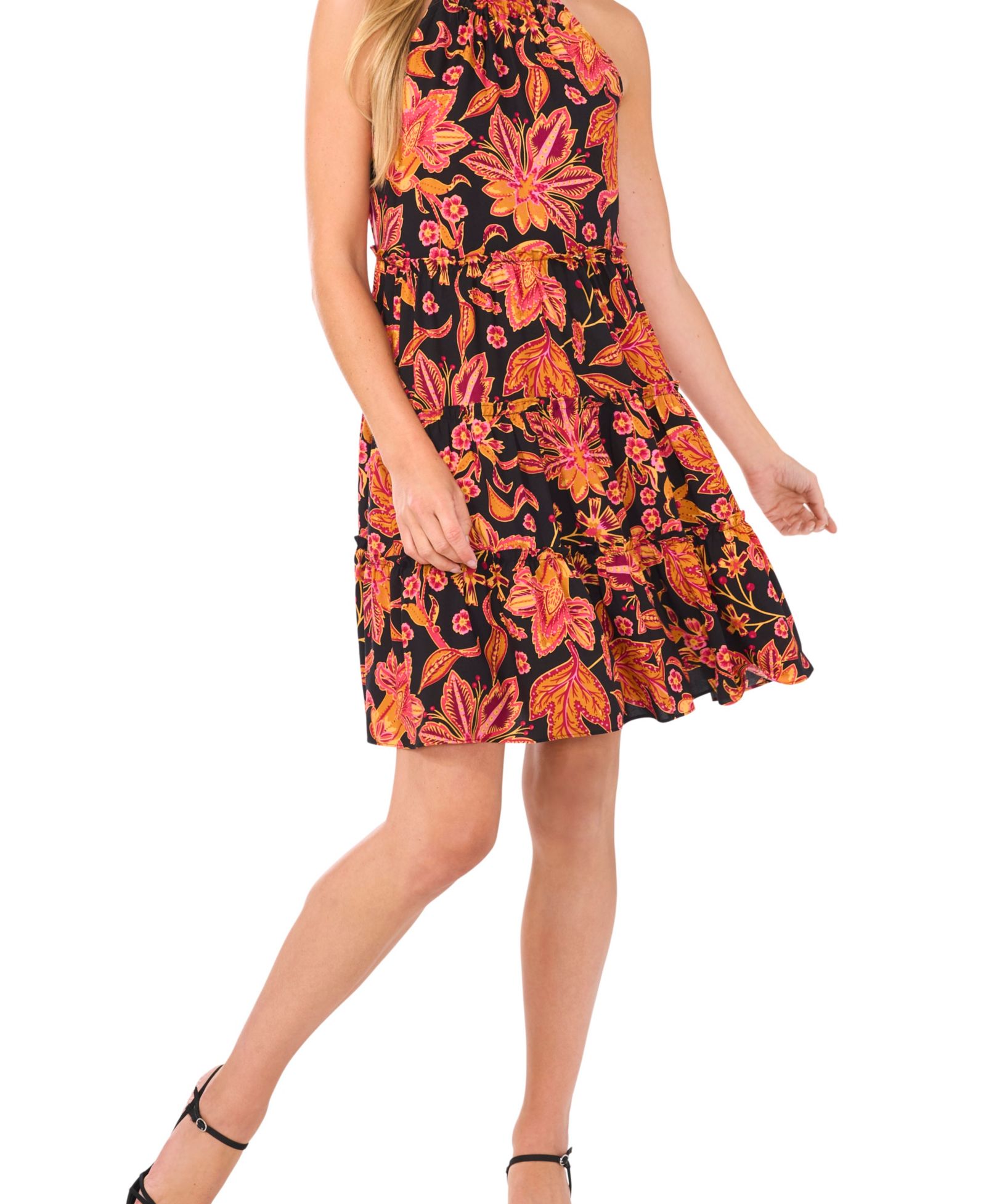 CeCe Женское многоярусное платье с халтер-вырезом