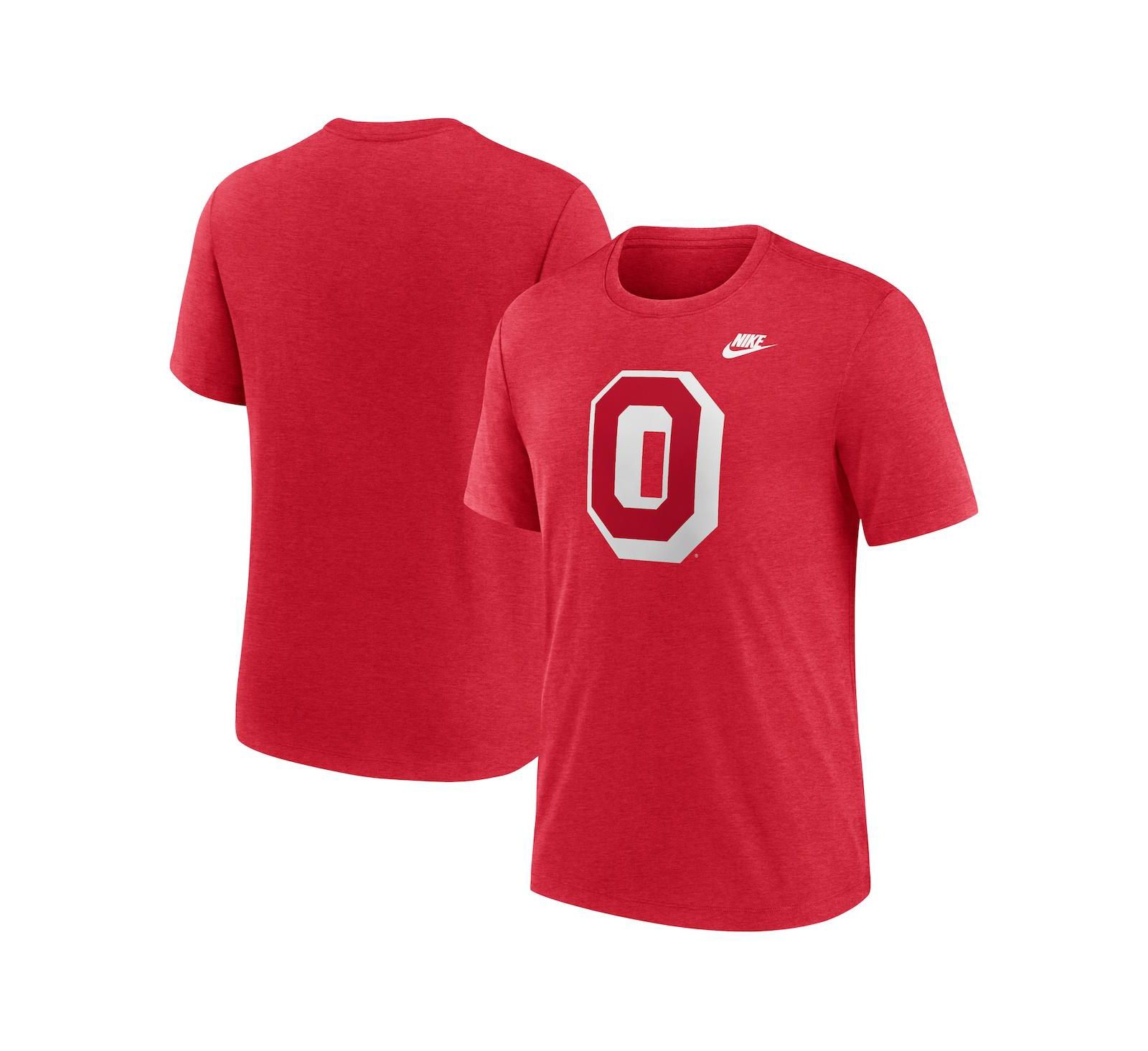 Nike Men's Heather Scarlet Ohio State Buckeyes Blitz Evergreen Legacy Primary Tri-Blend T-Shirt