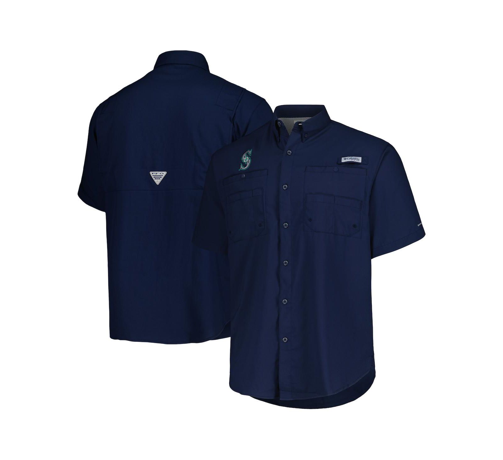 Columbia Men's Navy Seattle Mariners Tamiami Omni-Shade Button-Down Shirt