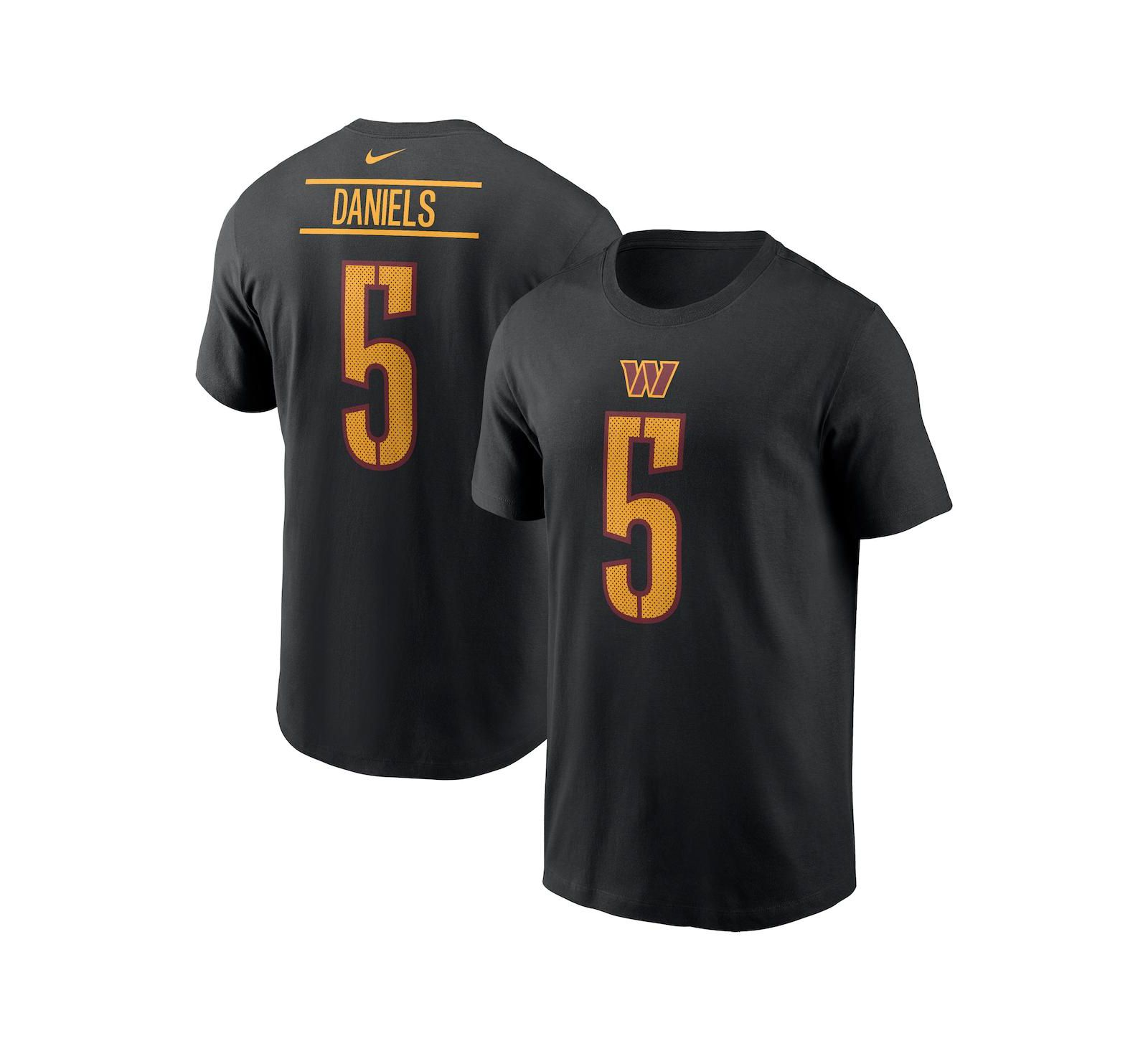 Nike Men's Jayden Daniels Black Washington Commanders 2024 NFL Draft Player Name & Number T-Shirt