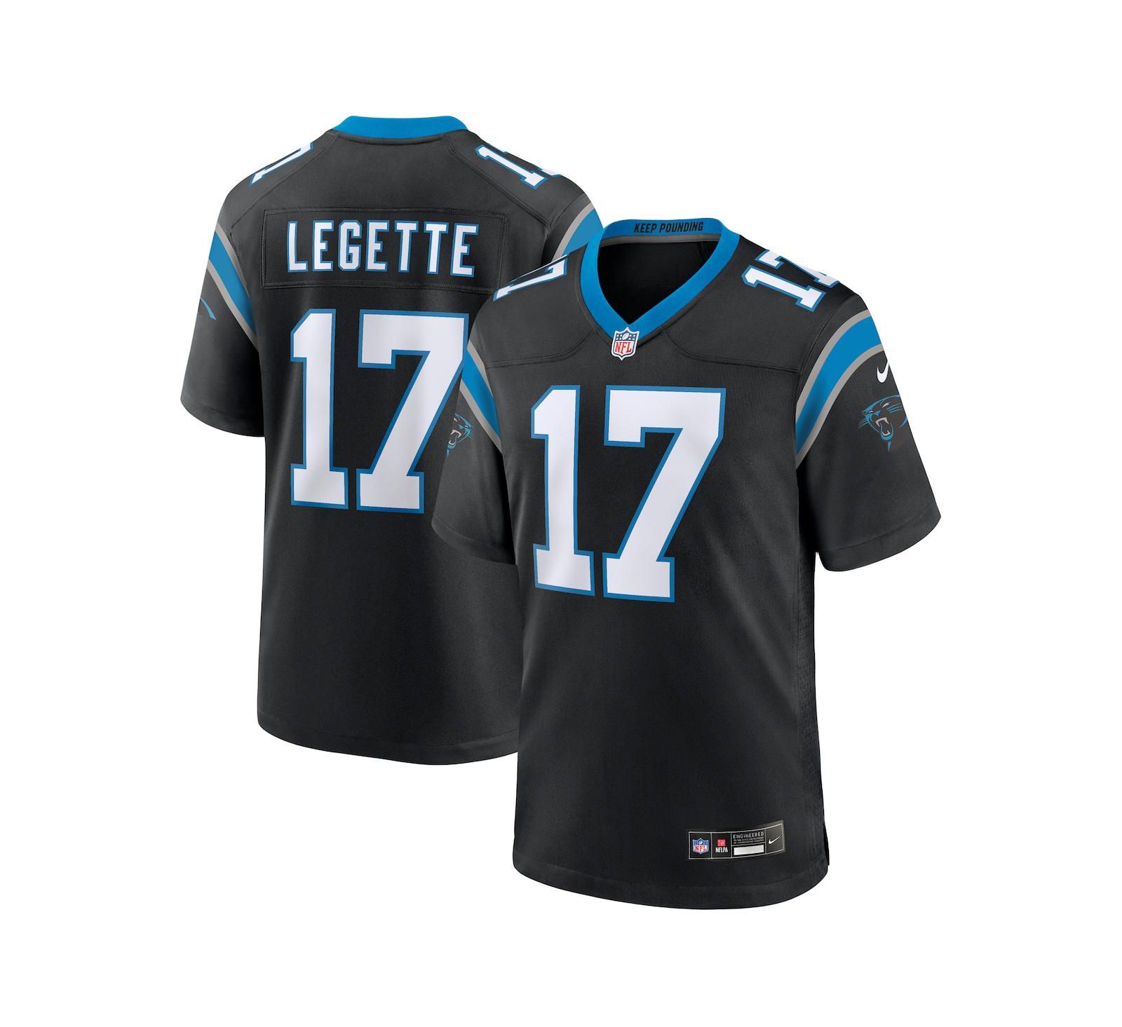 Nike Мужская игровая джерси Xavier Legette Carolina Panthers 2024 NFL First Round Pick, цвет черный
