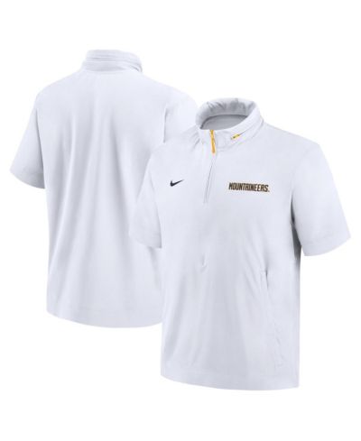 Мужская куртка-худи Nike White West Virginia Mountaineers 2024 Sideline Coach Short Sleeve Half-Zip