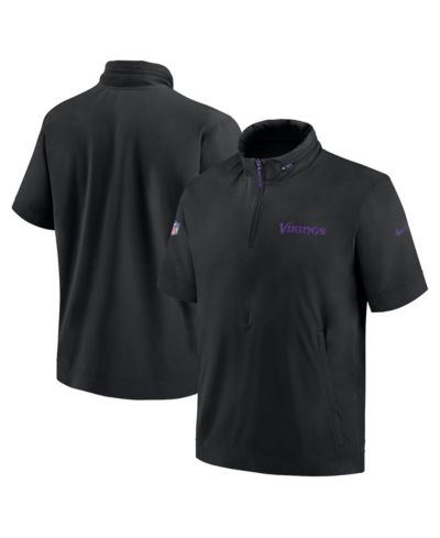 Мужская куртка-худи Nike Minnesota Vikings 2024 Sideline Coach с коротким рукавом и полумолнией