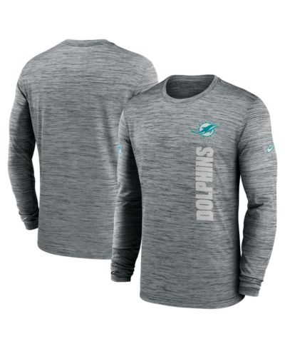 Nike Мужская серая футболка с длинным рукавом Miami Dolphins 2024 Sideline Velocity Performance