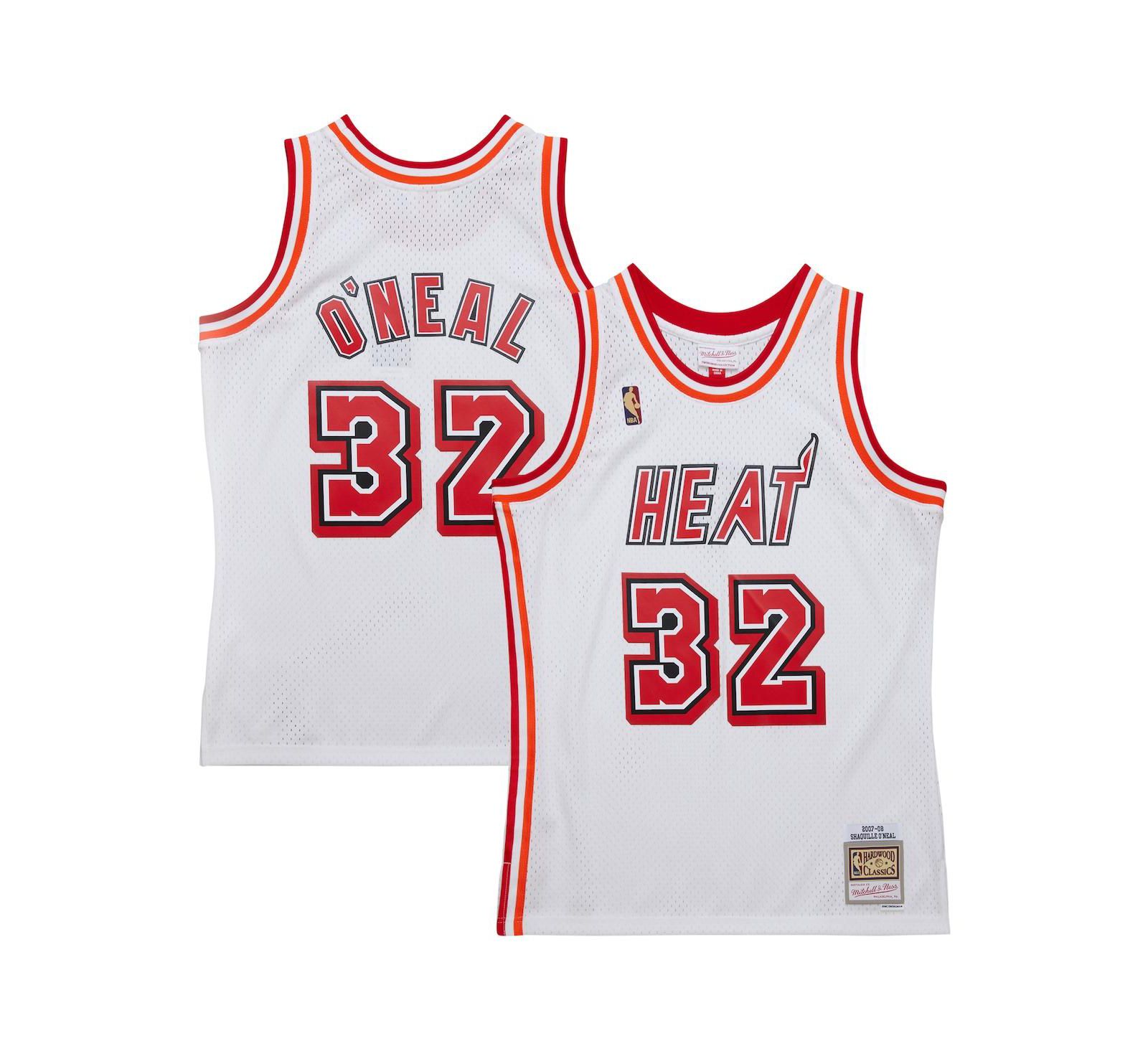 Джерси Mitchell & Ness Men's Shaquille O'Neal White Miami Heat 2007/08 Hardwood Classics Swingman
