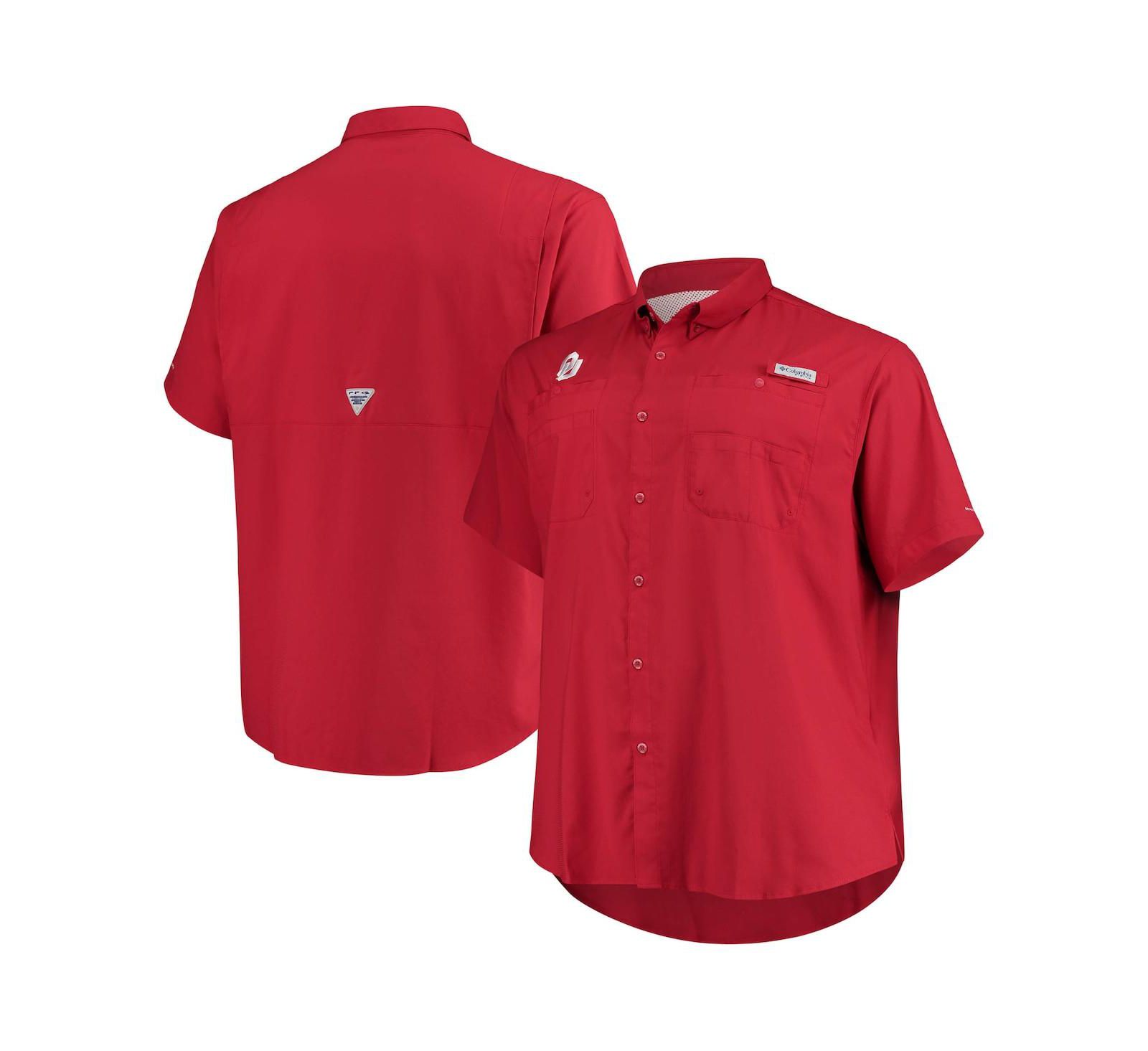 Columbia Men's Crimson Oklahoma Sooners Big & Tall Tamiami Omni-Shade Button-Down Shirt