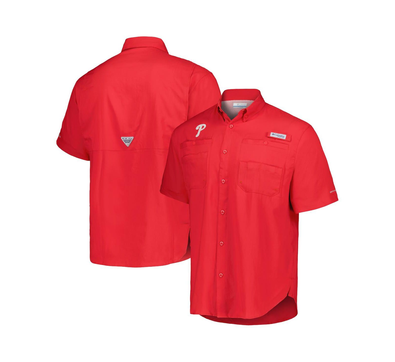 Мужская рубашка Columbia Red Philadelphia Phillies Tamiami Omni-Shade
