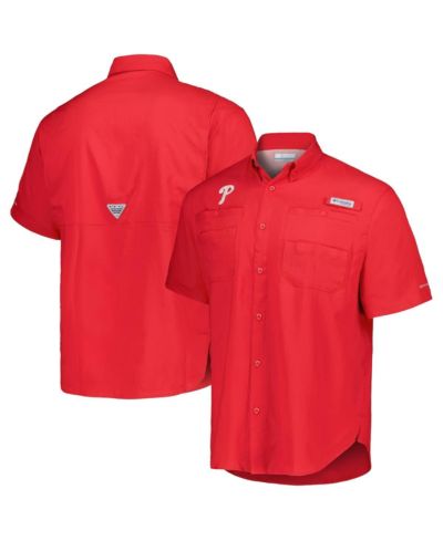 Мужская рубашка Columbia Red Philadelphia Phillies Tamiami Omni-Shade