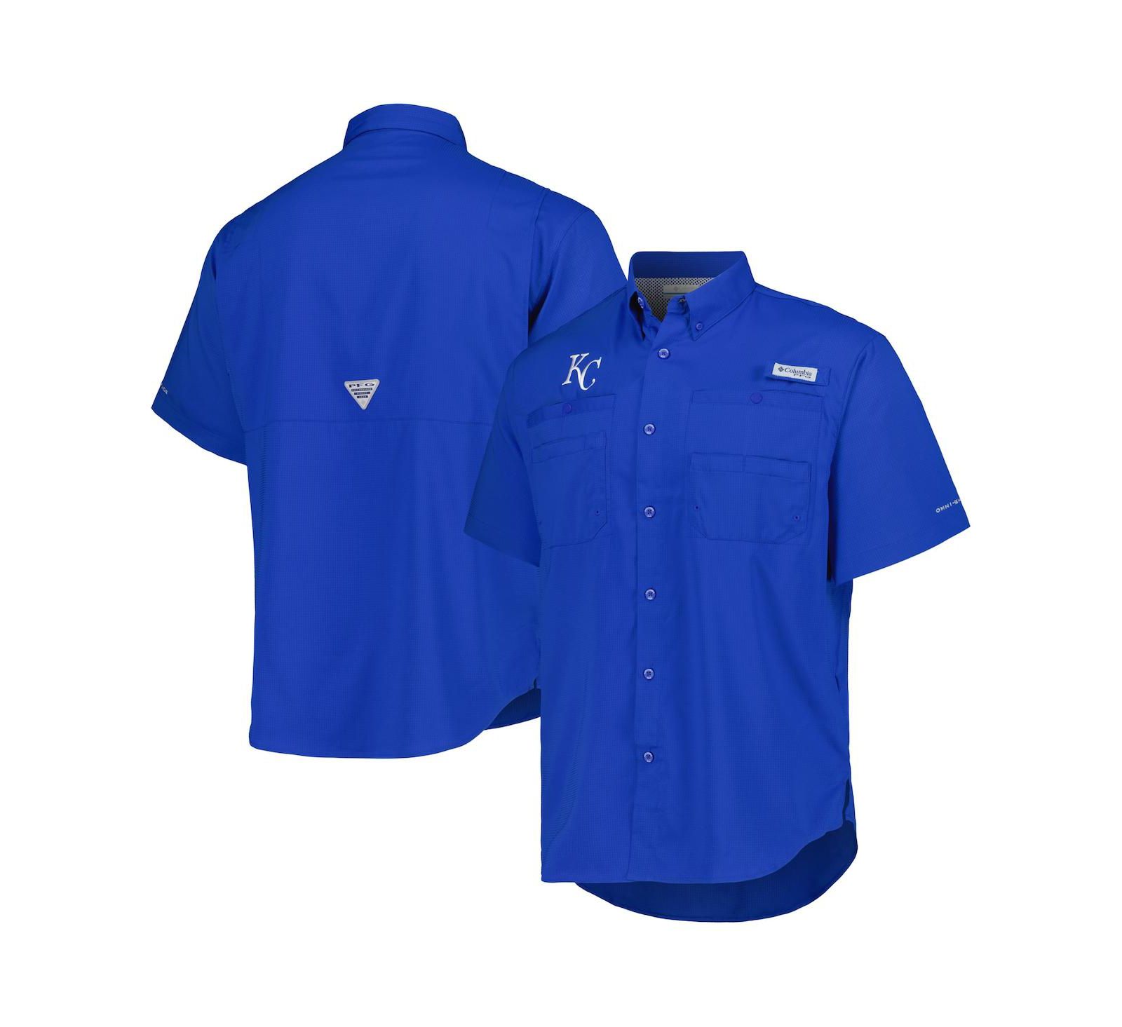 Мужская рубашка Columbia Royal Kansas City Royals Tamiami Omni-Shade Button-Down Shirt