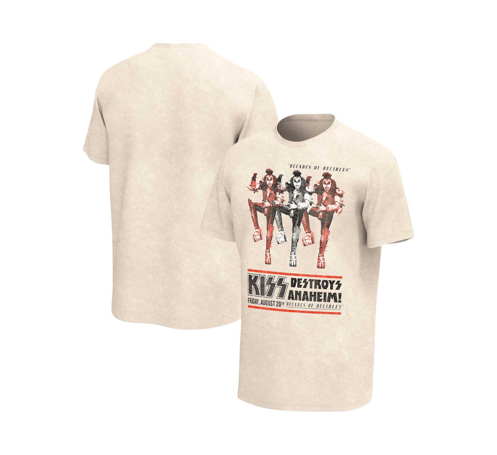 Philcos Men's Tan KISS KISS Destroys Anaheim Washed Graphic T-Shirt