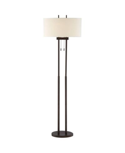 Franklin Iron Works напольный торшер Roscoe Modern Bronze White Drum Shade