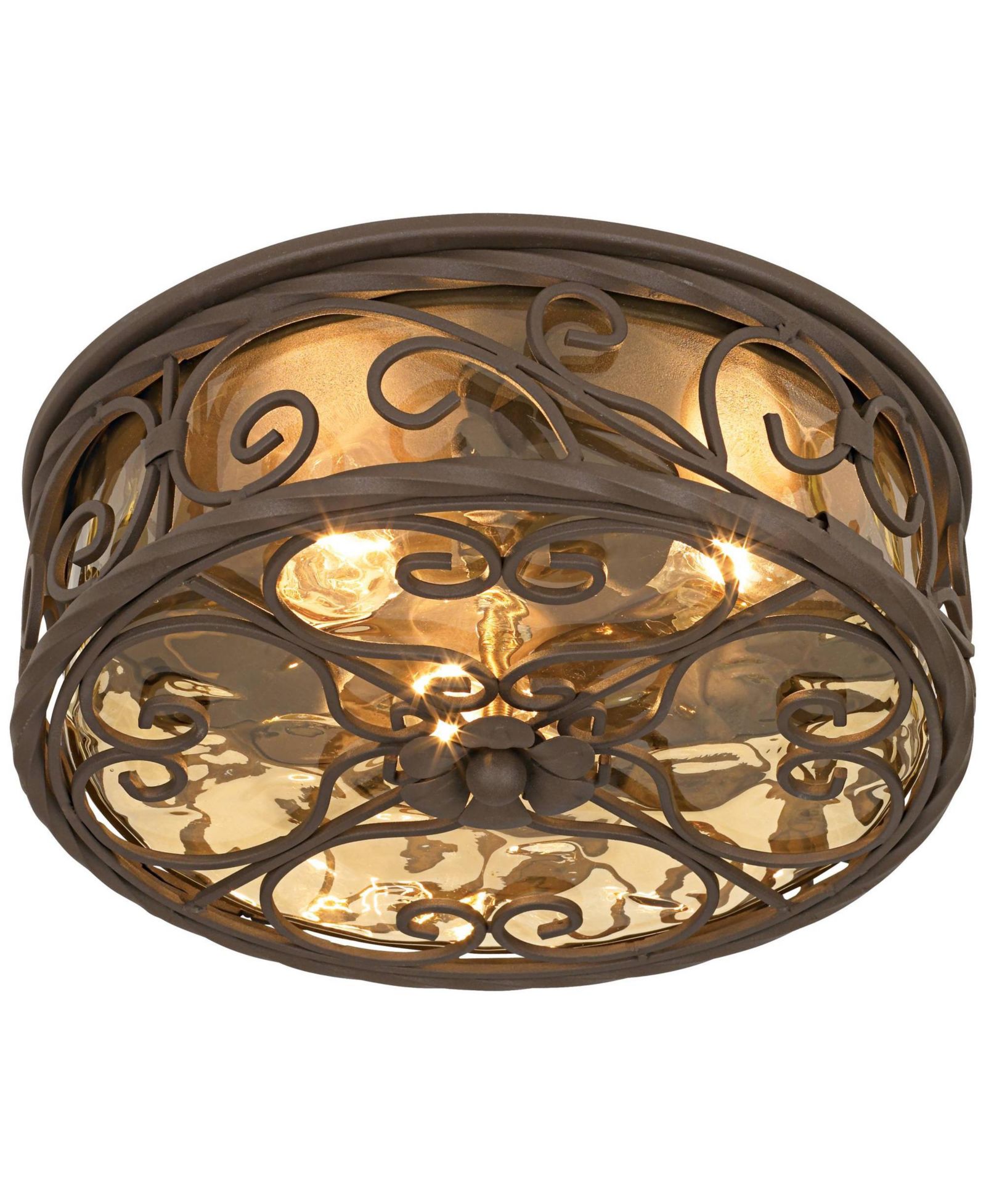 John Timberland Casa Seville Rustic Farmhouse Outdoor Flush Mount Ceiling Light Fixture with Champagne Water Glass