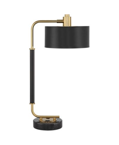 Настольная лампа Possini Euro Design Myles Modern Mid Century Desk Lamp 24" Dual USB Charging Ports Metal Drum Shade