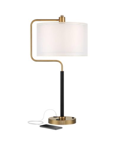 Настольная лампа Possini Euro Design Carlyle Modern Mid Century 30 1/2" Tall Gold с USB и розеткой AC