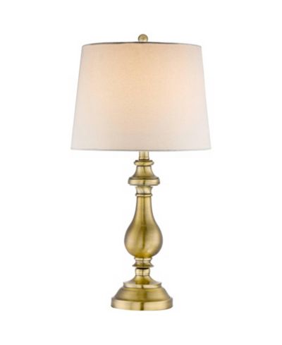 Настольная лампа Regency Hill Traditional Antique Brass Candlestick White Fabric Drum Shade