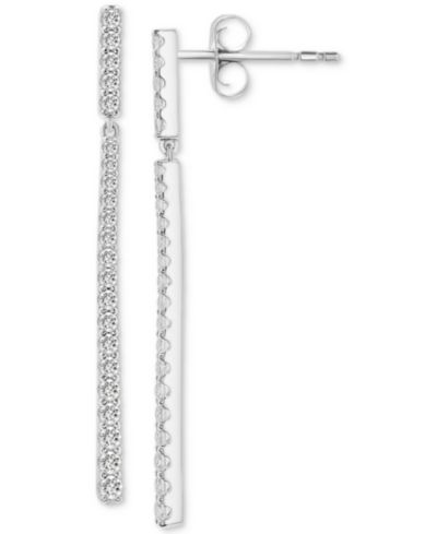 Серьги-подвески Diamond Elongated Linear Drop (1 ct. t.w.) в белом золоте 14k