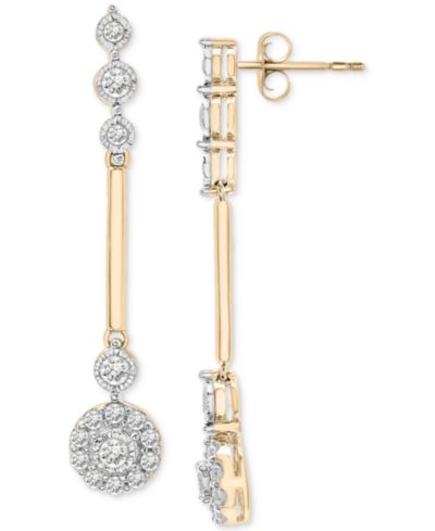 Серьги-подвески Diamond Station Linear (1/2 ct. t.w.) в 14k Gold