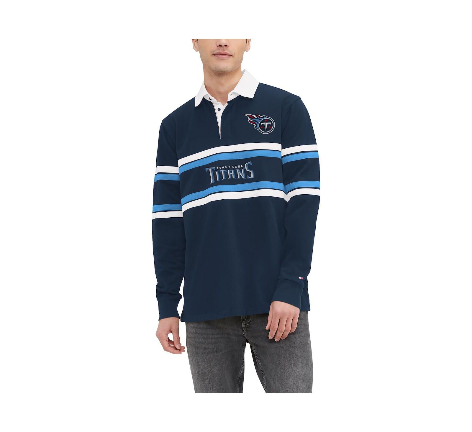 Tommy Hilfiger Men's Navy Tennessee Titans Cory Varsity Rugby Long Sleeve T-Shirt