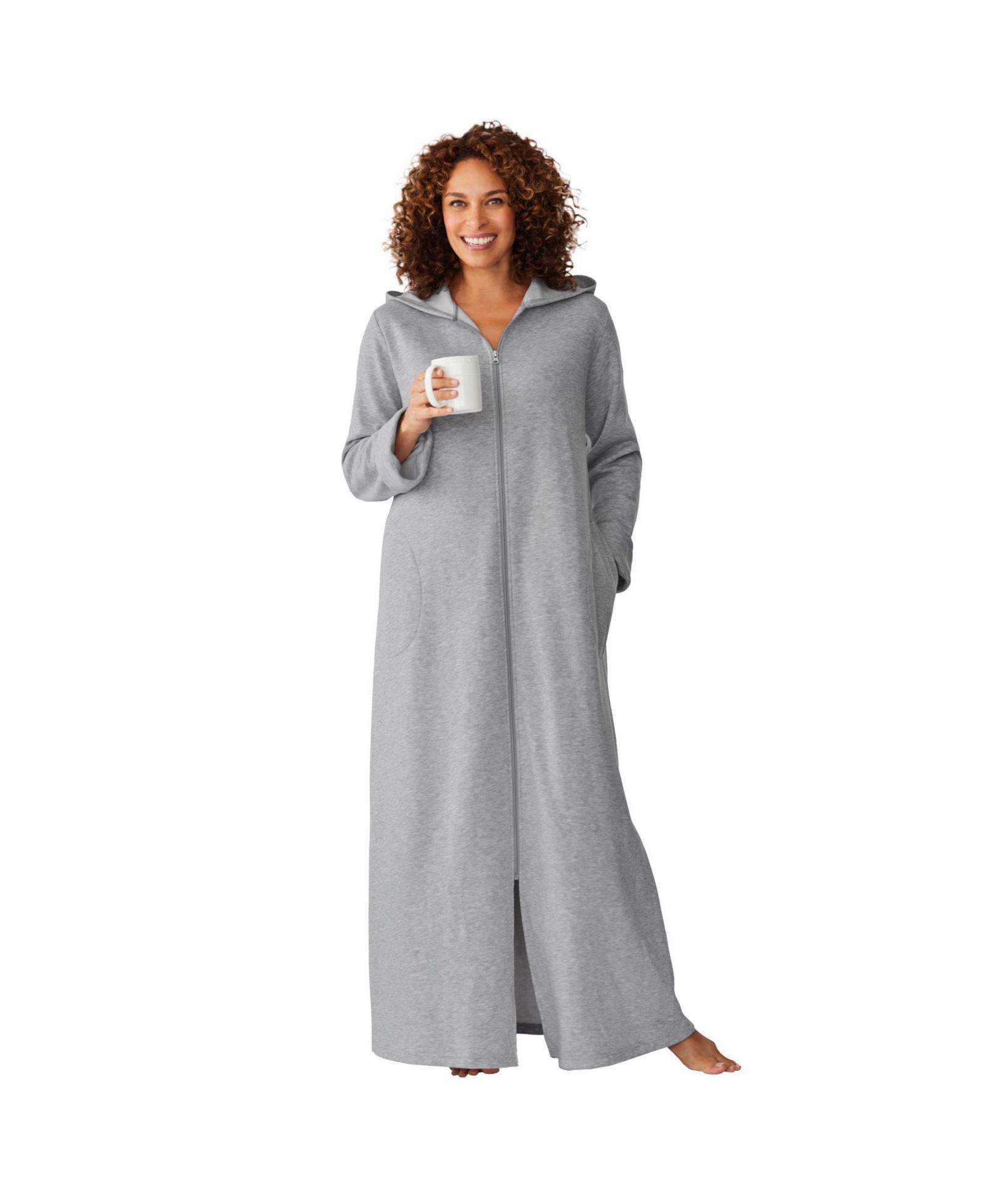 Dreams & Co. Women's Dreams and Co. Long Hooded Fleece Sweatshirt Robe