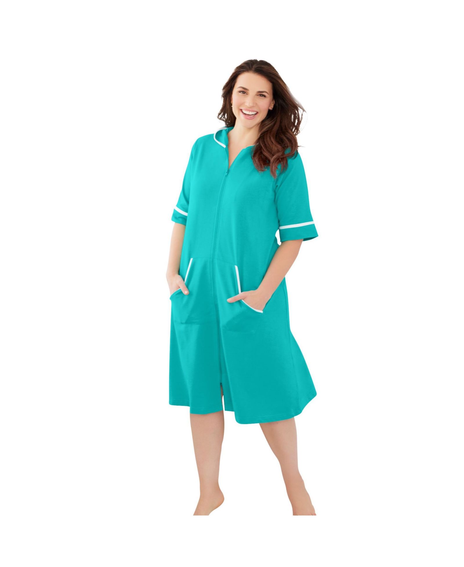 Dreams & Co. Plus Size Dreams and Co. Short French Terry Robe