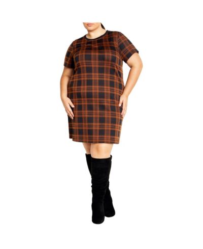 CITY CHIC Women's Check Love Shift Mini Dress