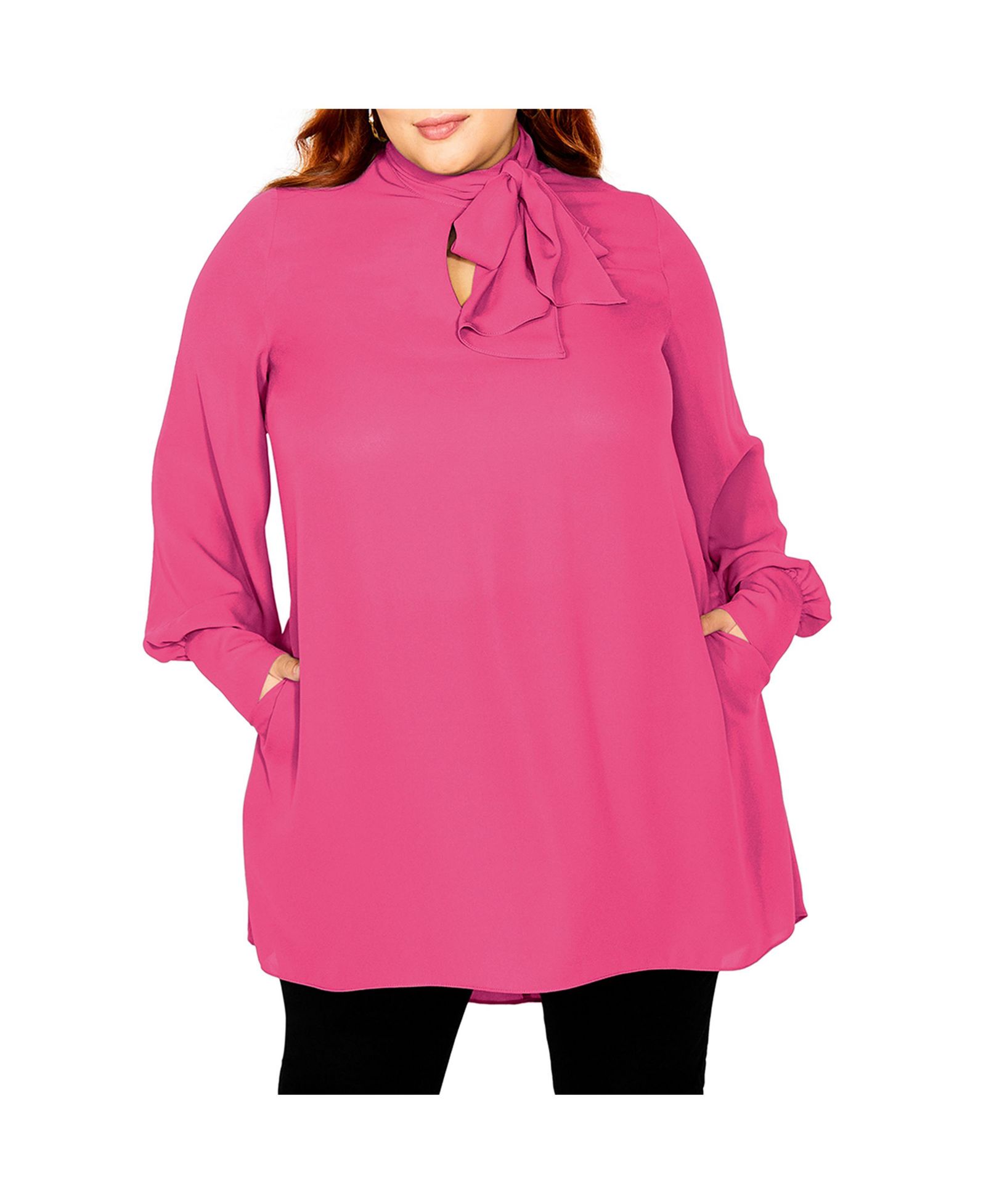 CITY CHIC Plus Size туника с воротником-галстуком