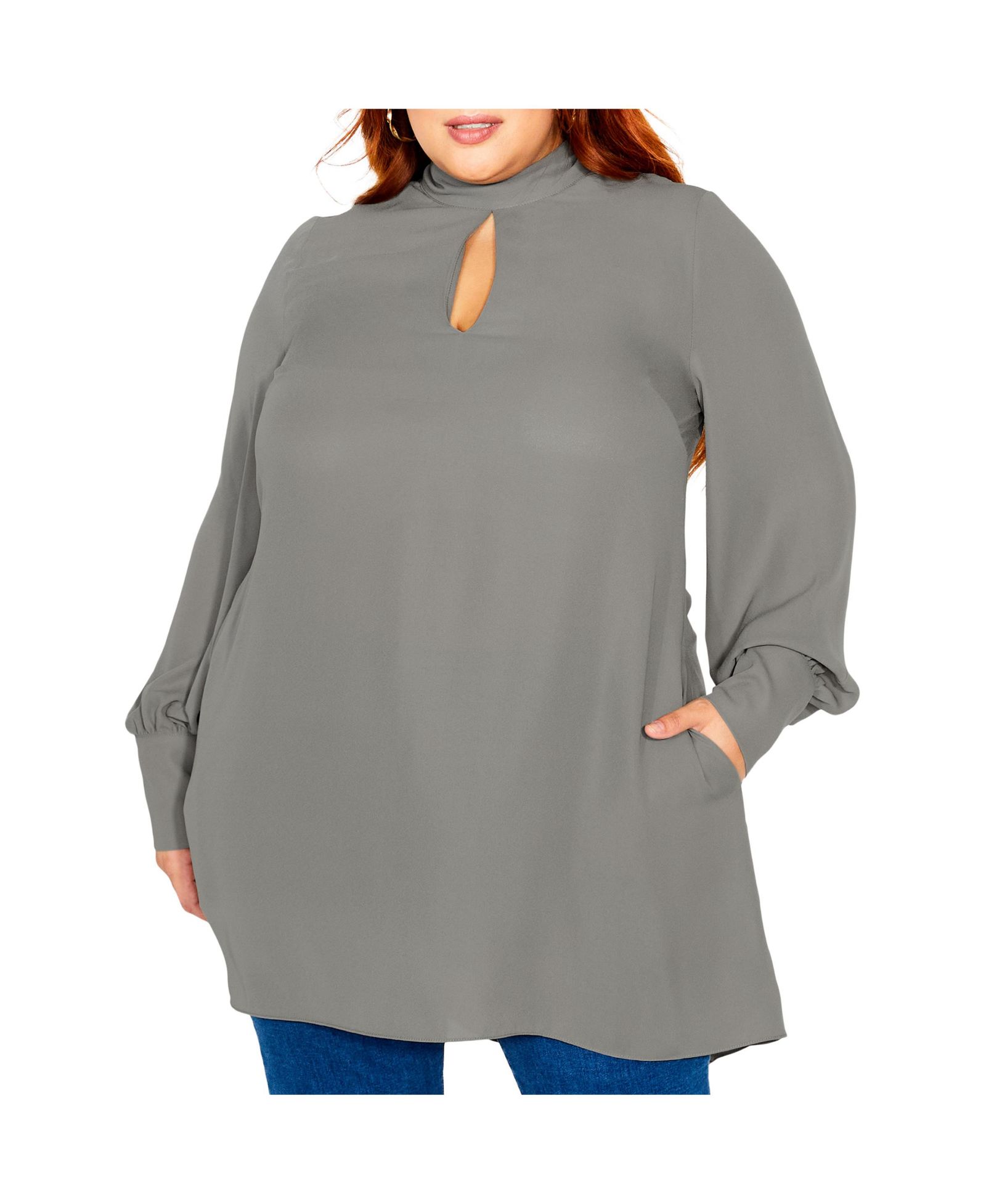 CITY CHIC Women's Neck Tie Tunic Top