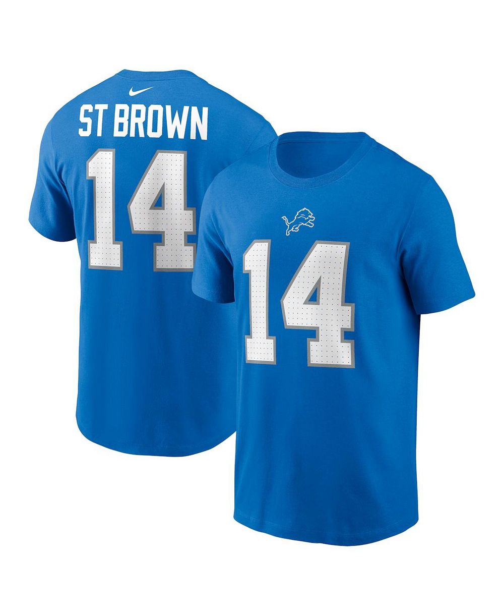 Мужская футболка Nike Amon-Ra St. Brown Blue Detroit Lions Name & Number