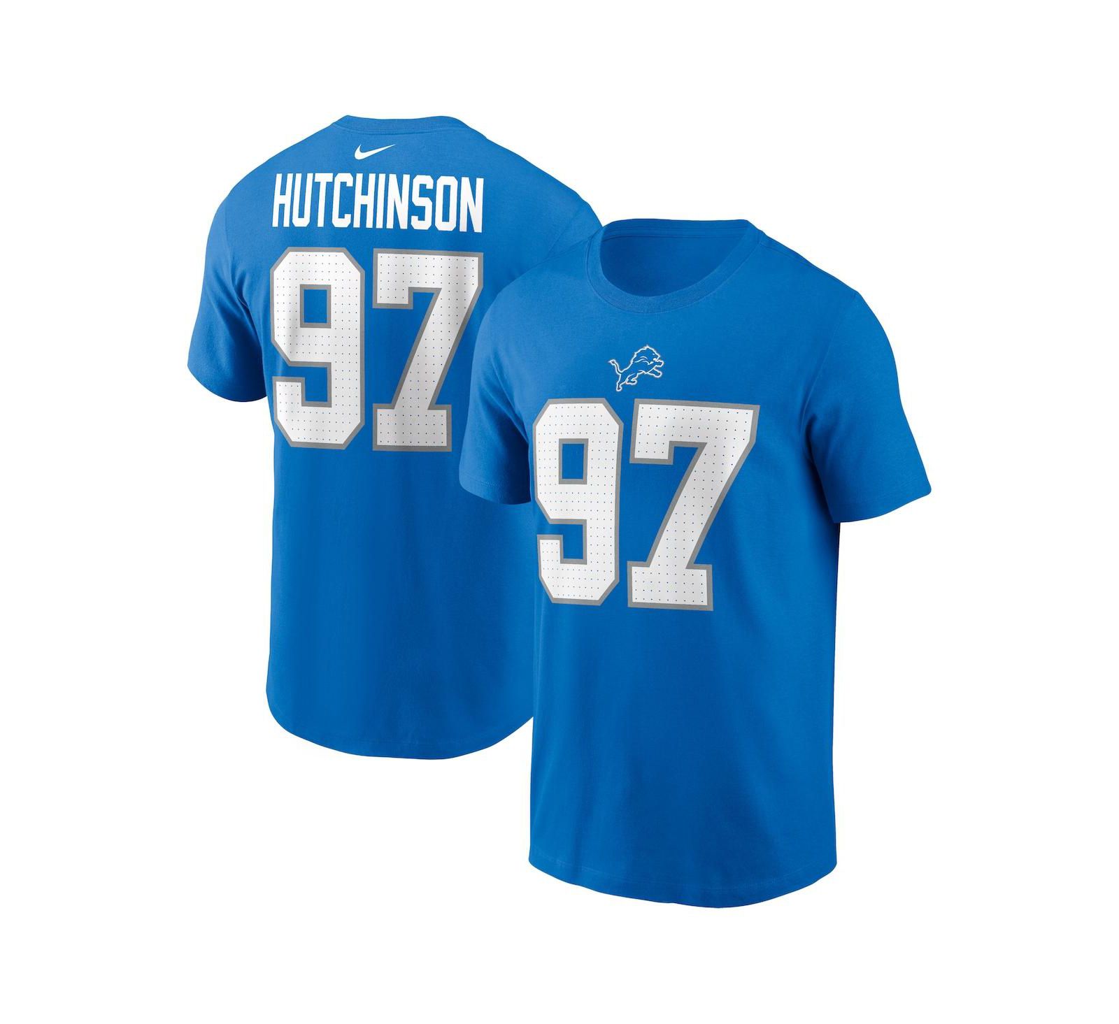 Мужская футболка Nike Aidan Hutchinson Blue Detroit Lions Name & Number