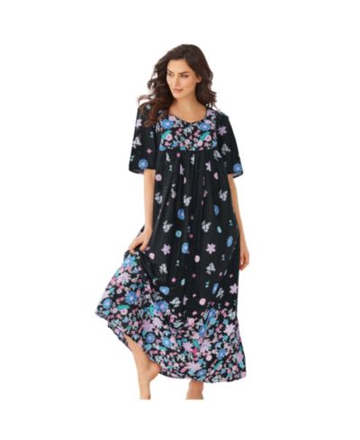 Only Neccessities Women's Only Necessities Bib-Front Short Sleeve Maxi Lounger